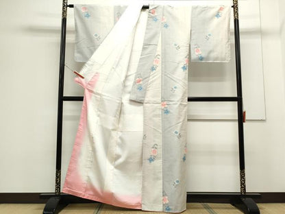 平和屋着物●上質な紬　草花文　正絹　逸品　CAAS0330th
