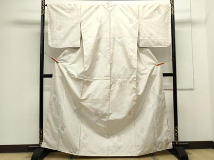 平和屋着物●本場大島紬 白大島 9マルキ 草花文 証紙付き 正絹 逸品 CAAS0341th