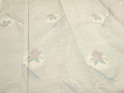 平和屋着物●本場大島紬 白大島 9マルキ 草花文 証紙付き 正絹 逸品 CAAS0341th