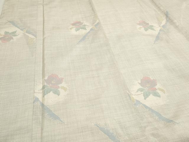 平和屋着物●本場大島紬 白大島 9マルキ 草花文 証紙付き 正絹 逸品 CAAS0341th