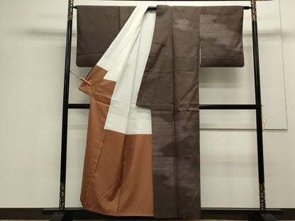 平和屋着物●染色家 岩浅公展　訪問着　紬地　霞文　正絹　逸品　CAAS0347th