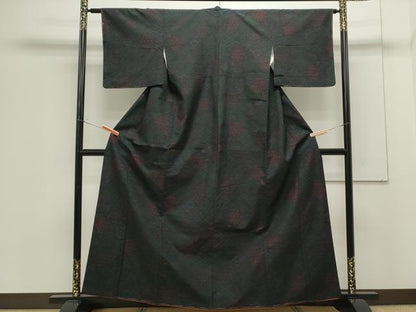 平和屋着物●結城紬 80亀甲 吉祥花文 正絹 逸品 CAAS0355th