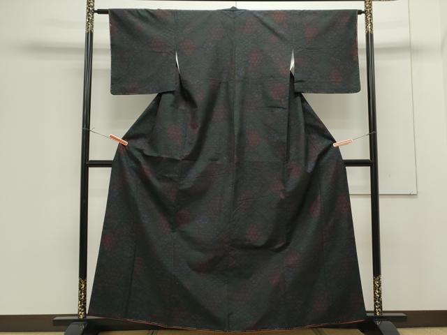 平和屋着物●結城紬 80亀甲 吉祥花文 正絹 逸品 CAAS0355th