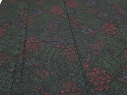 平和屋着物●結城紬 80亀甲 吉祥花文 正絹 逸品 CAAS0355th