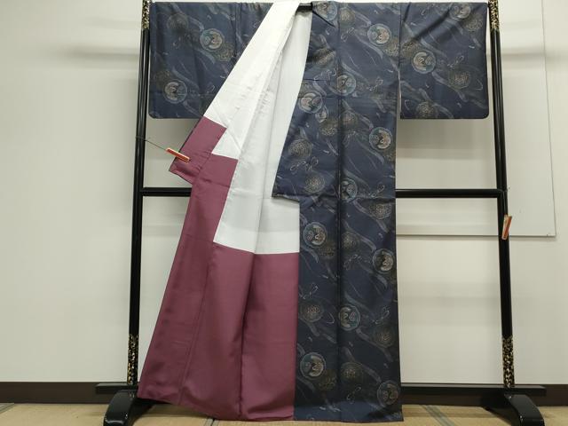 平和屋着物●本場大島紬 9マルキ 吉祥花鳥文 正絹 逸品 CAAS0365th