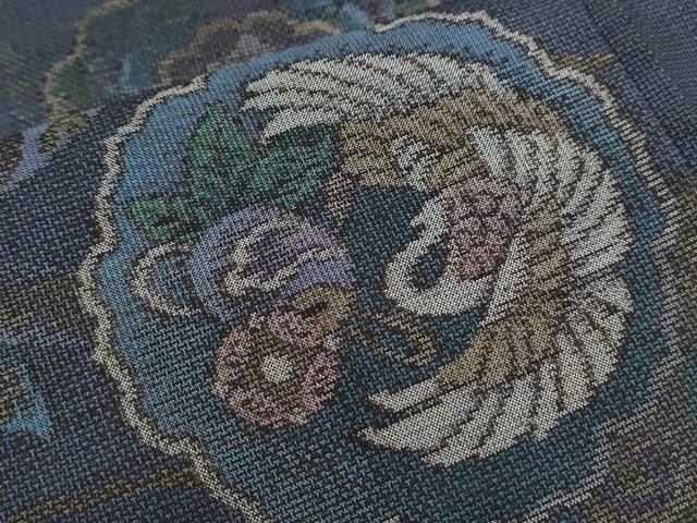 平和屋着物●本場大島紬 9マルキ 吉祥花鳥文 正絹 逸品 CAAS0365th