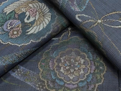 平和屋着物●本場大島紬 9マルキ 吉祥花鳥文 正絹 逸品 CAAS0365th