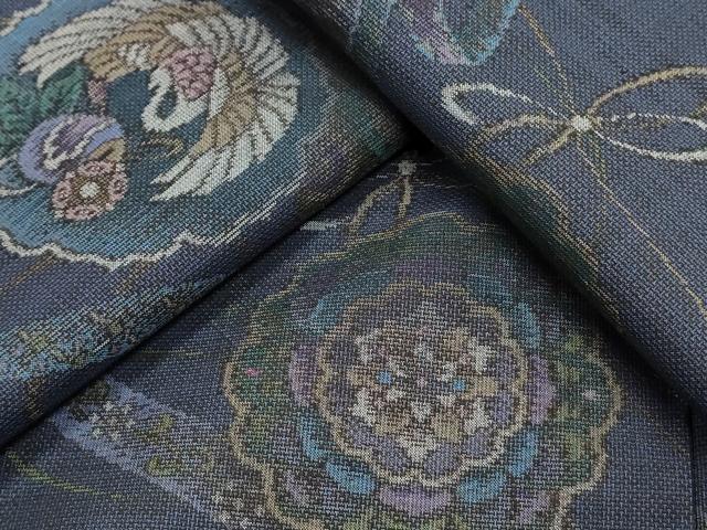 平和屋着物●本場大島紬 9マルキ 吉祥花鳥文 正絹 逸品 CAAS0365th