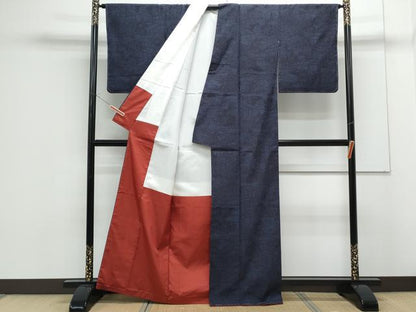 平和屋着物●結城紬　風景花文　正絹　逸品　CAAS0374th