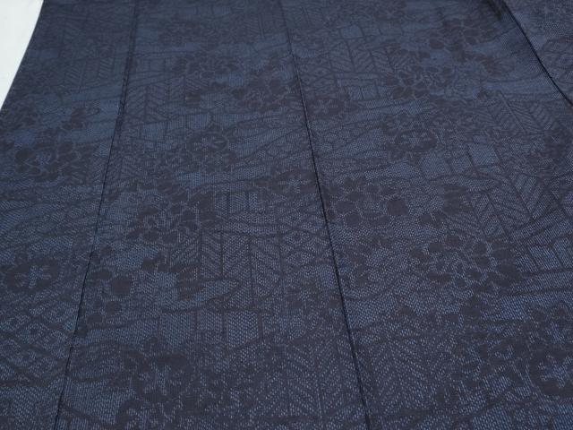 平和屋着物●結城紬　風景花文　正絹　逸品　CAAS0374th