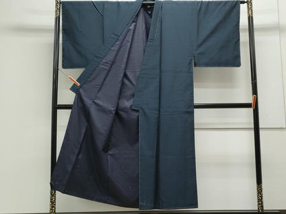 平和屋着物●男性　瑞峰紬　アンサンブル　色無地　留紺色　正絹　逸品　未使用　CAAS0398th