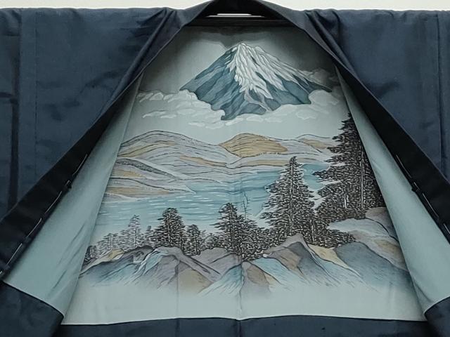 平和屋着物●男性　瑞峰紬　アンサンブル　色無地　留紺色　正絹　逸品　未使用　CAAS0398th