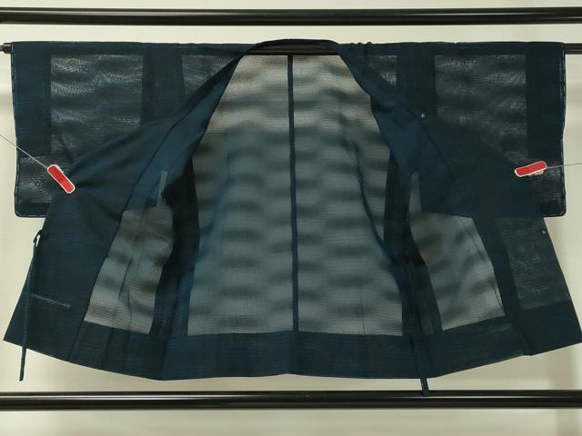 平和屋着物▽道行コート　スリーシーズン　春夏秋　塵除け　紗　流線文　黒地　正絹　逸品　未使用　CAAS0526vp