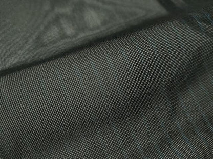 平和屋着物▽道行コート　スリーシーズン　春夏秋　塵除け　紗　縞　ロング丈　黒地　正絹　逸品　CAAS0536vp
