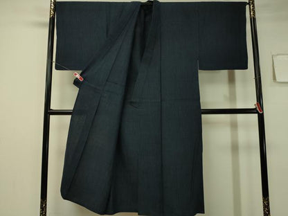 平和屋着物▽男性 結城紬 単衣 雨縞 正絹 逸品 CAAS0670vp