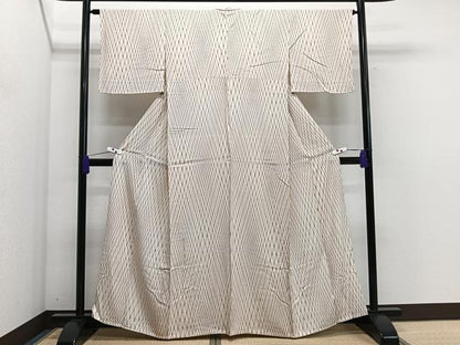 平和屋着物▽上質な小紋　単衣　菱繋ぎ　正絹　逸品　CAAS2407xi