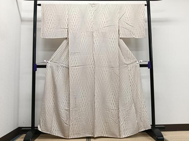 平和屋着物▽上質な小紋　単衣　菱繋ぎ　正絹　逸品　CAAS2407xi