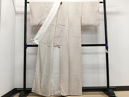 平和屋着物▽上質な小紋　単衣　菱繋ぎ　正絹　逸品　CAAS2407xi