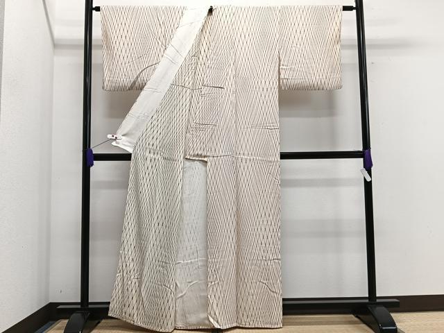 平和屋着物▽上質な小紋　単衣　菱繋ぎ　正絹　逸品　CAAS2407xi