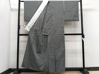 平和屋着物▽小紋 単衣 縞 洗える着物 CAAS2408xi