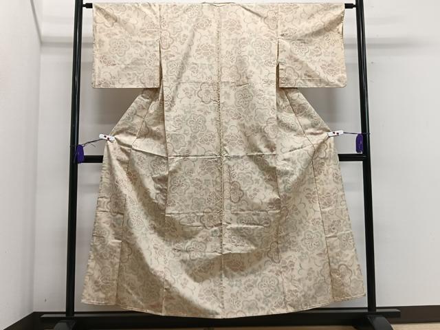 平和屋着物▽上質な紬 単衣 花唐草文 正絹 逸品 CAAS2409xi