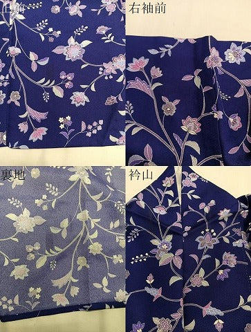 平和屋着物▽小紋 単衣 更紗花文 洗える着物 CAAS2412xi