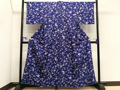 平和屋着物▽小紋 単衣 更紗花文 洗える着物 CAAS2412xi