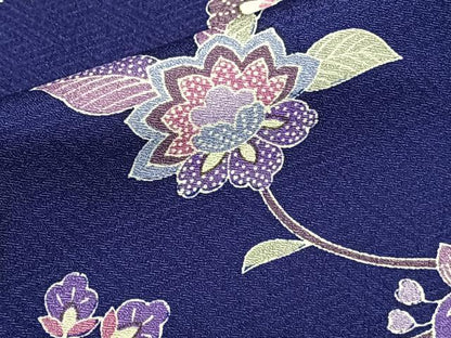 平和屋着物▽小紋 単衣 更紗花文 洗える着物 CAAS2412xi