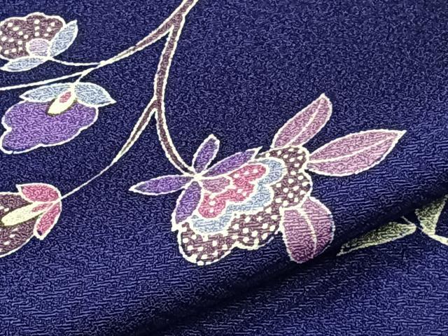 平和屋着物▽小紋 単衣 更紗花文 洗える着物 CAAS2412xi