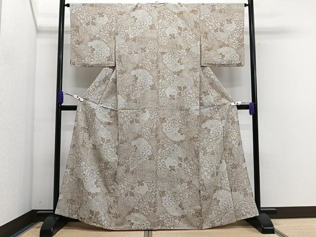 平和屋着物▽小紋 単衣 草花文 洗える着物 CAAS2414xi