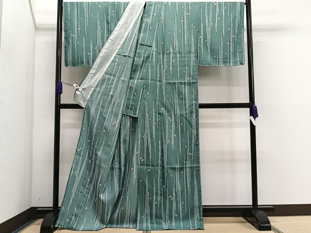 平和屋着物▽小紋　単衣　枝葉文　洗える着物　CAAS2418xi