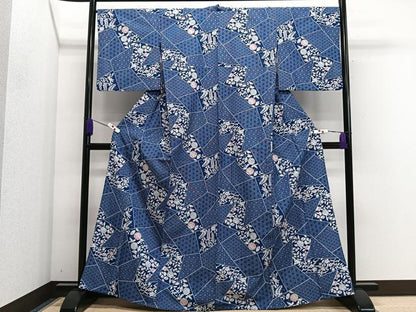平和屋着物▽小紋 単衣 辻が花 洗える着物 CAAS2419xi
