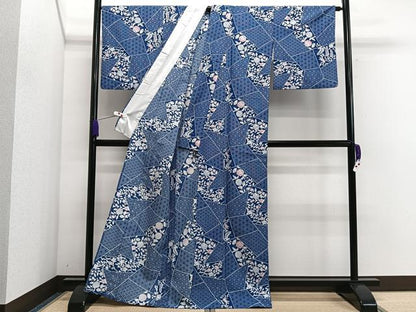 平和屋着物▽小紋 単衣 辻が花 洗える着物 CAAS2419xi