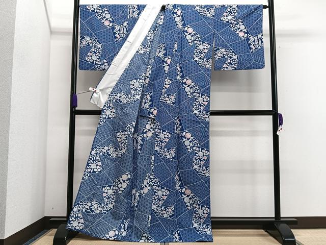 平和屋着物▽小紋 単衣 辻が花 洗える着物 CAAS2419xi