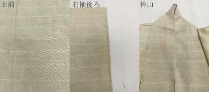 平和屋着物▽本塩沢 単衣 110亀甲 横段文 正絹 逸品 CAAS2425xi