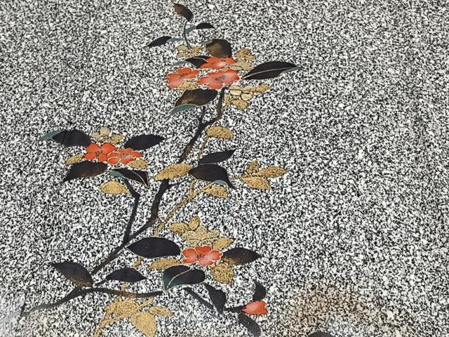 平和屋着物▽訪問着　単衣　枝花文　たたき染め　黒地　金彩　正絹　逸品　CAAS2428xi