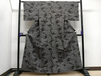平和屋着物▽上質な紬　単衣　風景花文　正絹　逸品　CAAS2430xi