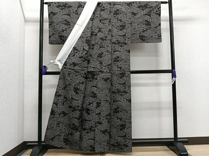 平和屋着物▽上質な紬　単衣　風景花文　正絹　逸品　CAAS2430xi