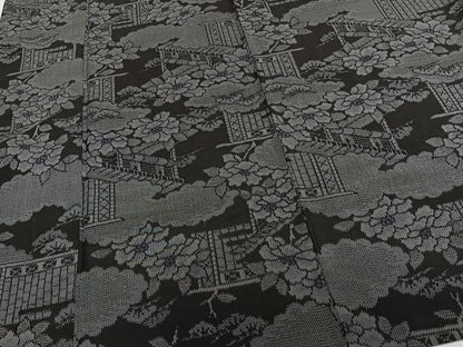 平和屋着物▽上質な紬　単衣　風景花文　正絹　逸品　CAAS2430xi