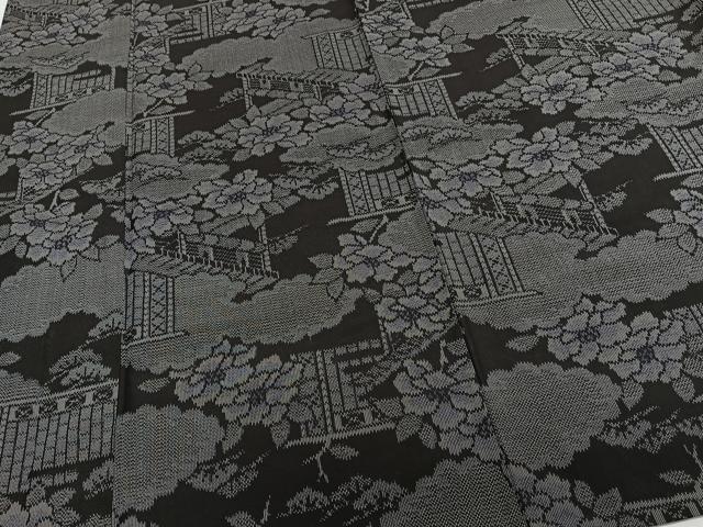 平和屋着物▽上質な紬　単衣　風景花文　正絹　逸品　CAAS2430xi