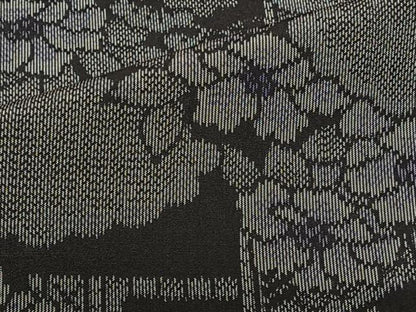 平和屋着物▽上質な紬　単衣　風景花文　正絹　逸品　CAAS2430xi