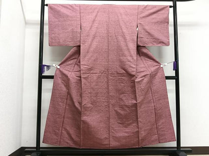 平和屋着物▽上質な紬 単衣 浅蘇芳色 正絹 逸品 CAAS2431xi