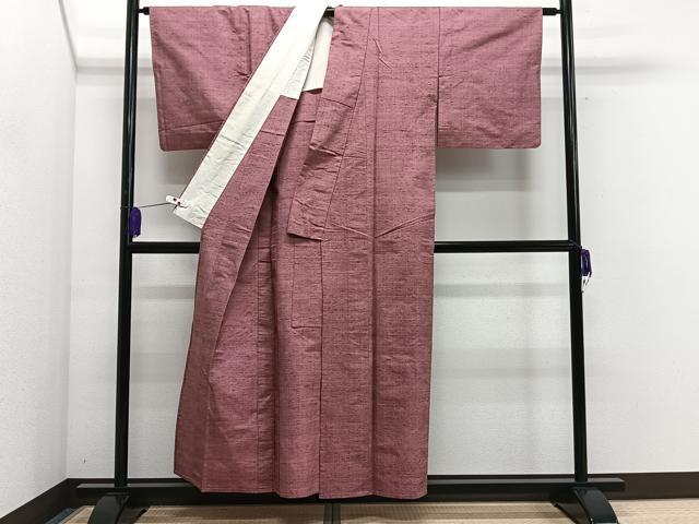 平和屋着物▽上質な紬 単衣 浅蘇芳色 正絹 逸品 CAAS2431xi