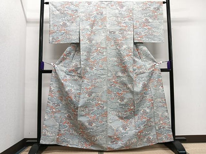 平和屋着物▽上質な紬 単衣 風景文 正絹 逸品 CAAS2432xi