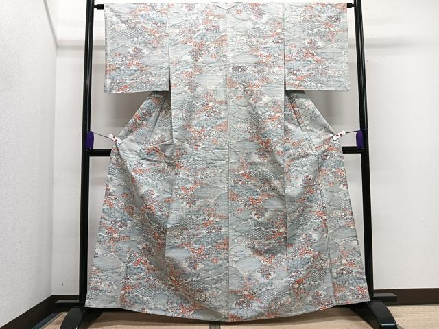 平和屋着物▽上質な紬 単衣 風景文 正絹 逸品 CAAS2432xi