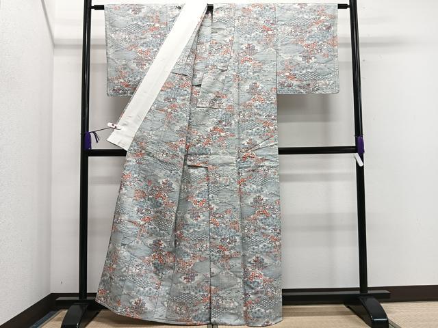 平和屋着物▽上質な紬 単衣 風景文 正絹 逸品 CAAS2432xi