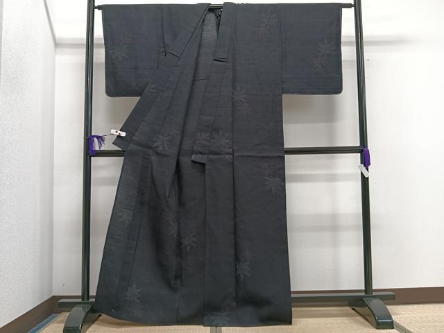 平和屋着物▽上質な紬 単衣 枝葉文 正絹 逸品 CAAS2433xi