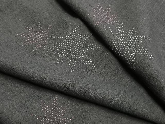 平和屋着物▽上質な紬 単衣 枝葉文 正絹 逸品 CAAS2433xi