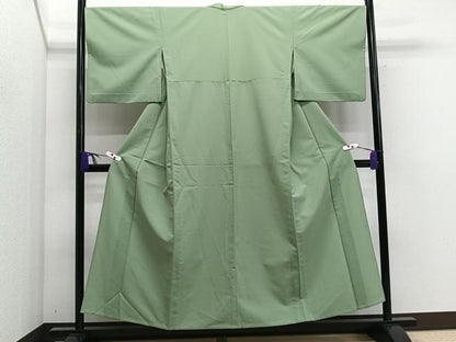 平和屋着物▽色無地 単衣 柳色 洗える着物 CAAS2434xi