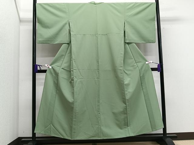 平和屋着物▽色無地 単衣 柳色 洗える着物 CAAS2434xi